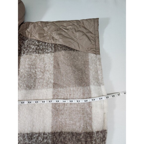 Unbranded Womens Ponco S/M Hooded Brown&Cream Plaid Quilted Accents Zip-up - Picture 4 of 10